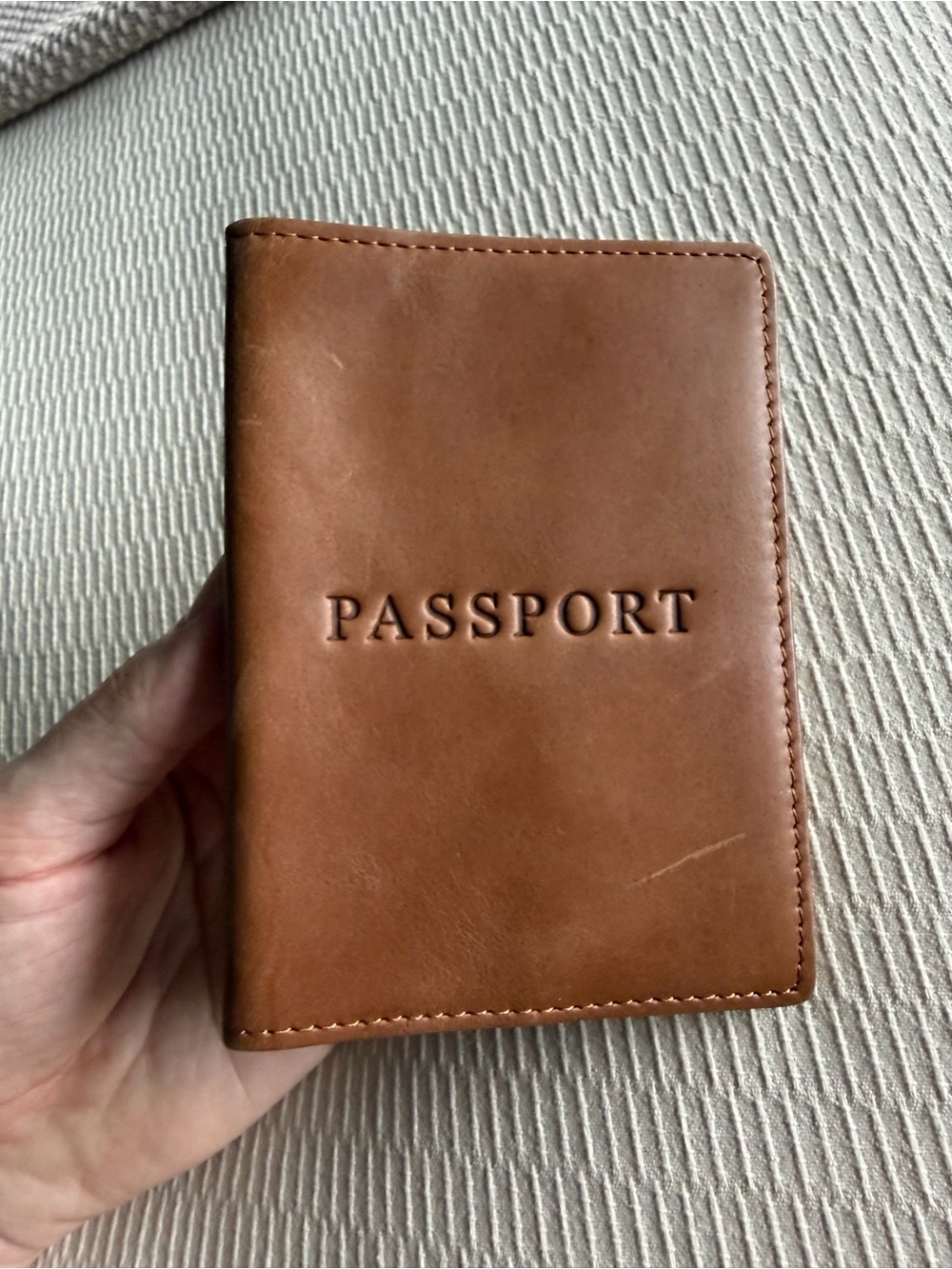 J Crew Leather Passport Holder Brown/Gray